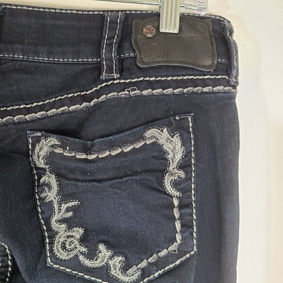 Silver Jeans Dark Indigo Wash Suki Bootcut Denim Jeans 32x25 - Picture 2 of 11